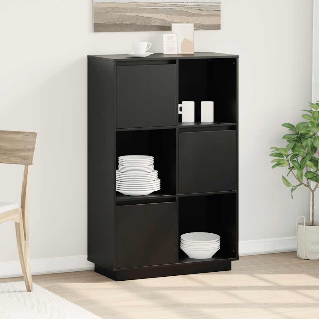 Aparador alto 74x35x117 cm pinho maciço preto