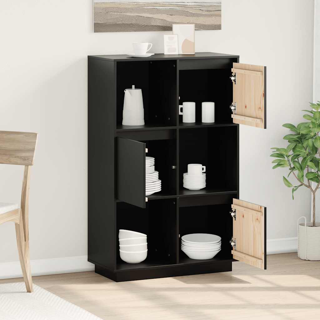 Aparador alto 74x35x117 cm pinho maciço preto