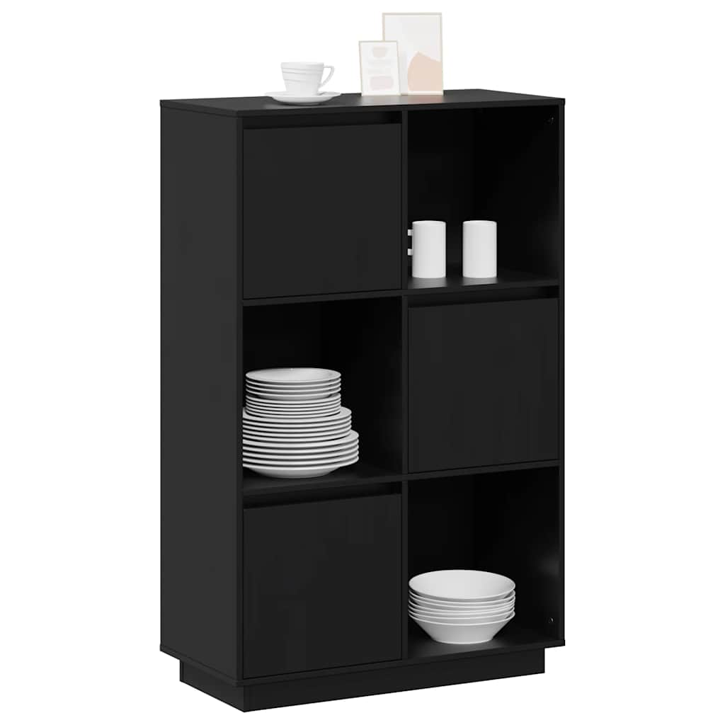 Aparador alto 74x35x117 cm pinho maciço preto