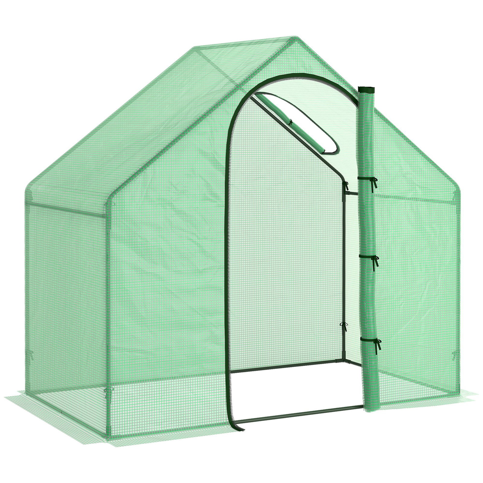 Estufa transparente de jardim 180x100x168 cm estufa de jardim com porta enrolável e estrutura de aço verde