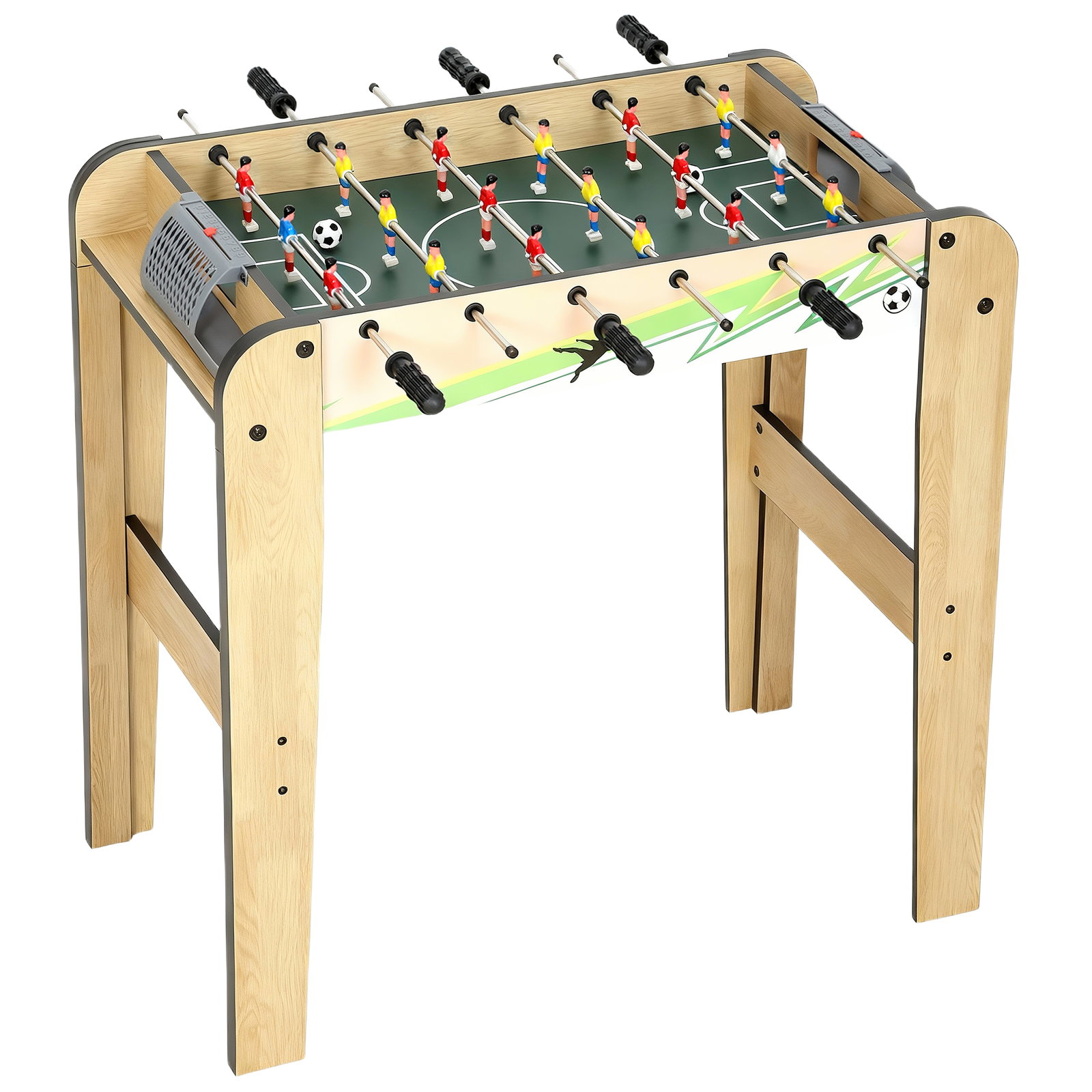 Matraquilho para crianças em madeira com 2 marcadores 6 punhos 18 jogadores 6 varas e 2 bolas 75x66x75 cm madeira