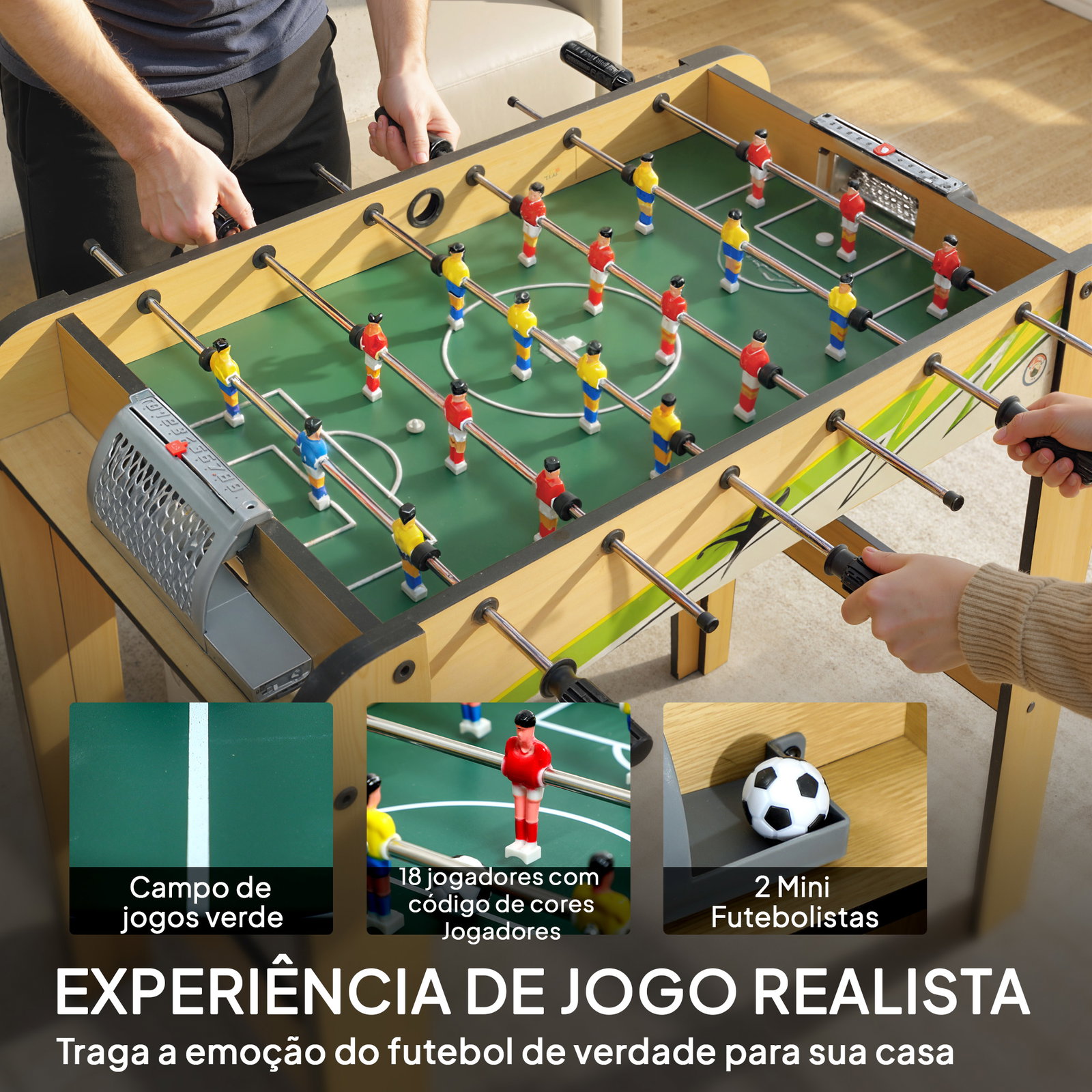Matraquilho para crianças em madeira com 2 marcadores 6 punhos 18 jogadores 6 varas e 2 bolas 75x66x75 cm madeira