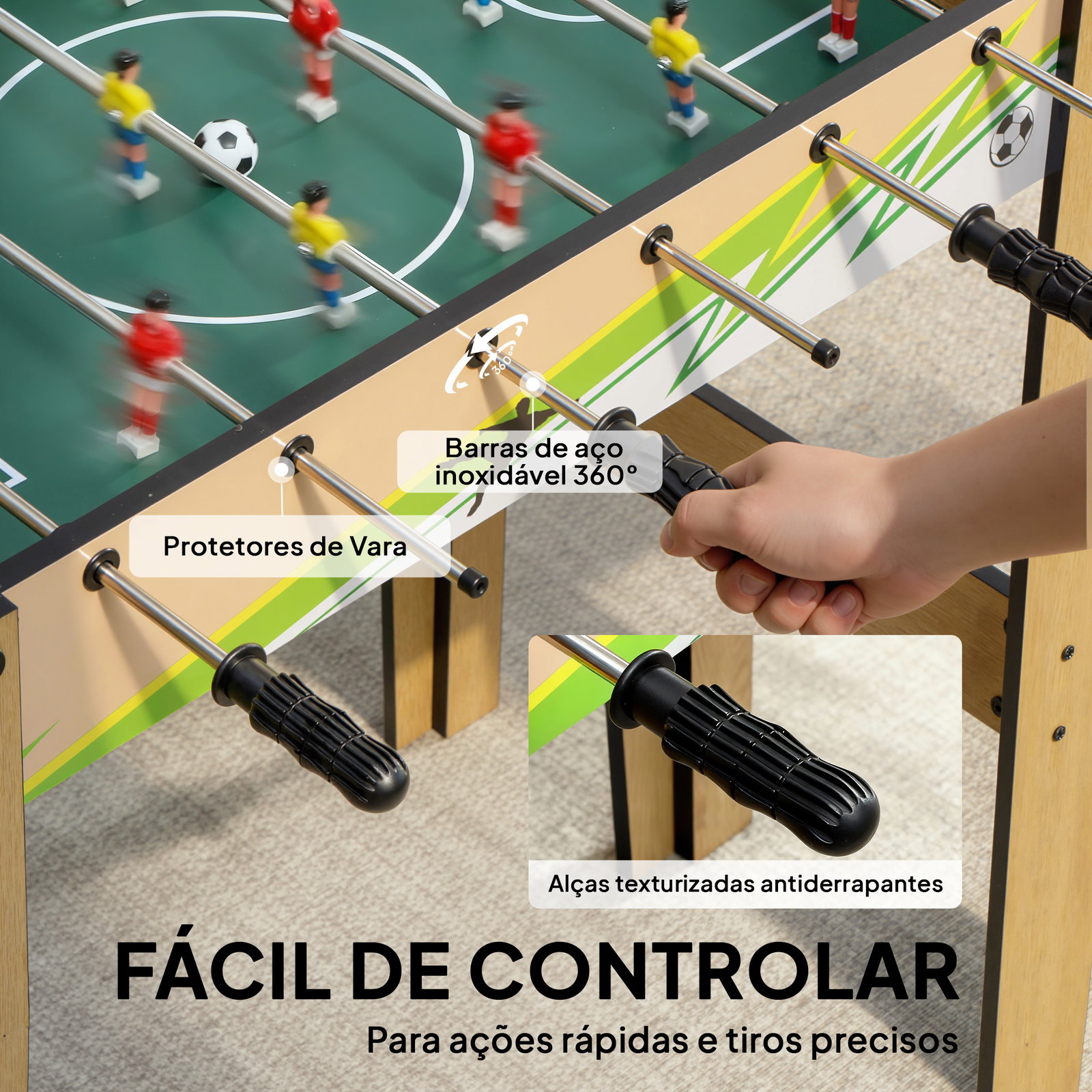 Matraquilho para crianças em madeira com 2 marcadores 6 punhos 18 jogadores 6 varas e 2 bolas 75x66x75 cm madeira