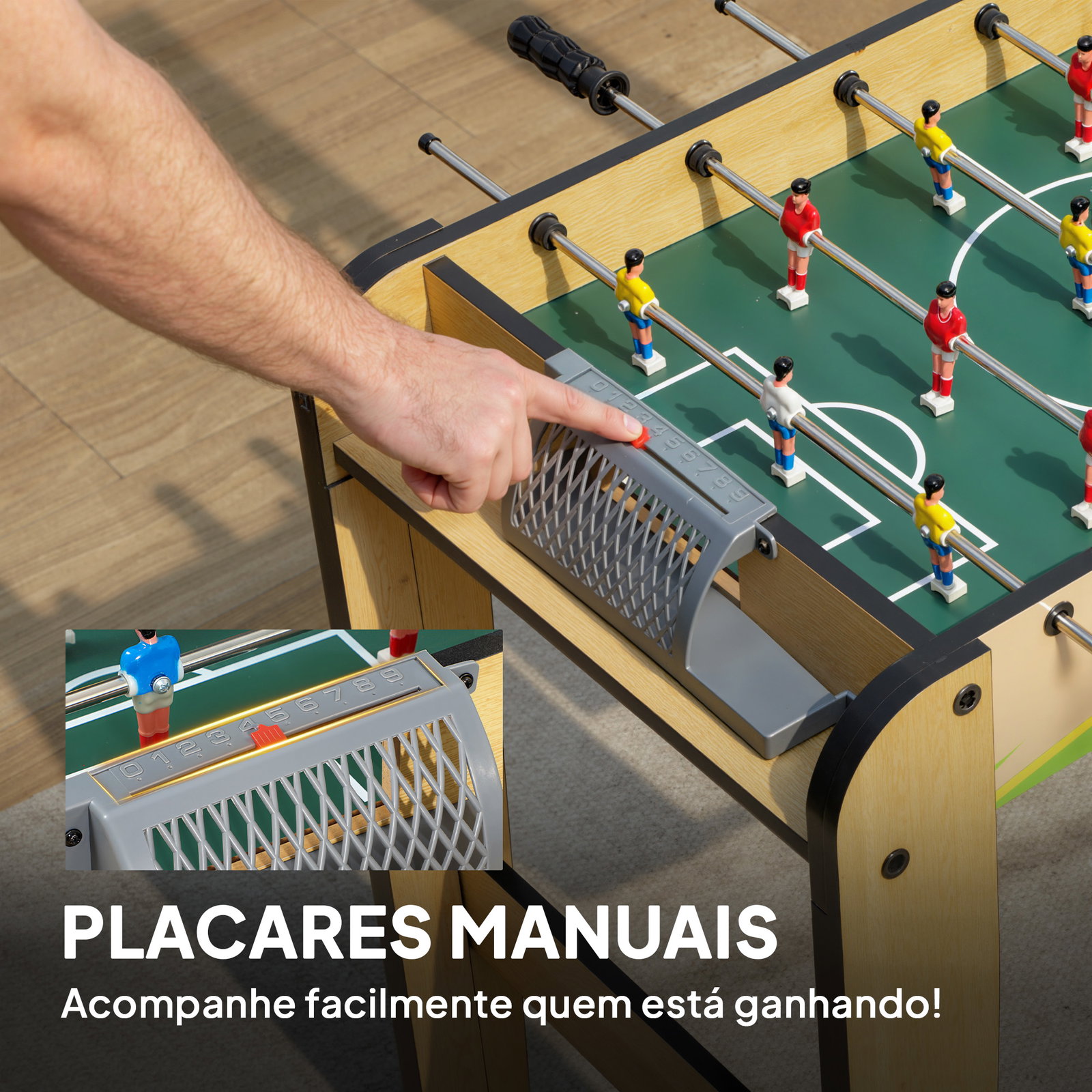 Matraquilho para crianças em madeira com 2 marcadores 6 punhos 18 jogadores 6 varas e 2 bolas 75x66x75 cm madeira