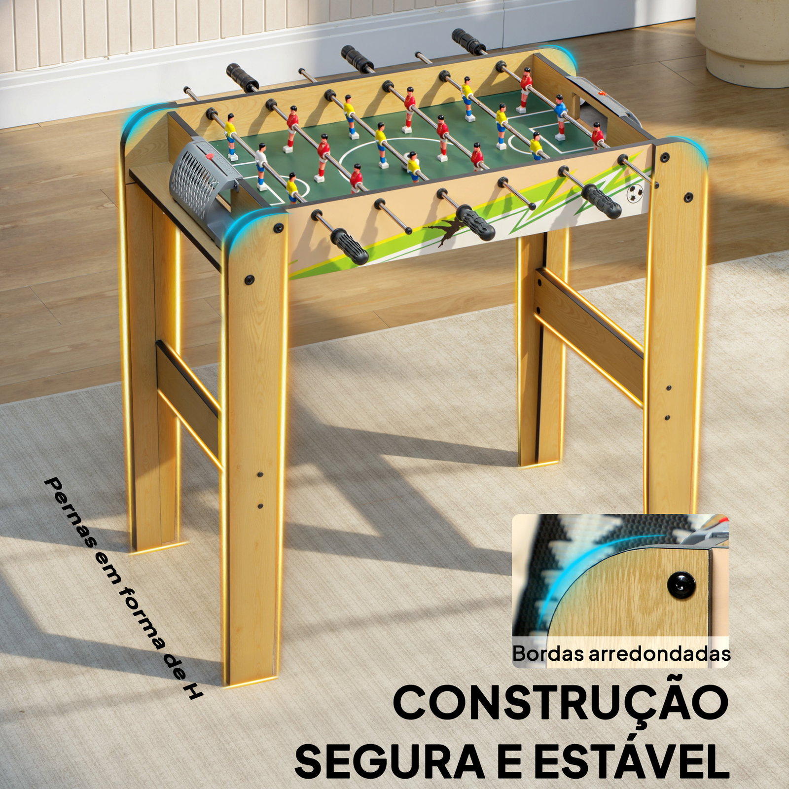 Matraquilho para crianças em madeira com 2 marcadores 6 punhos 18 jogadores 6 varas e 2 bolas 75x66x75 cm madeira