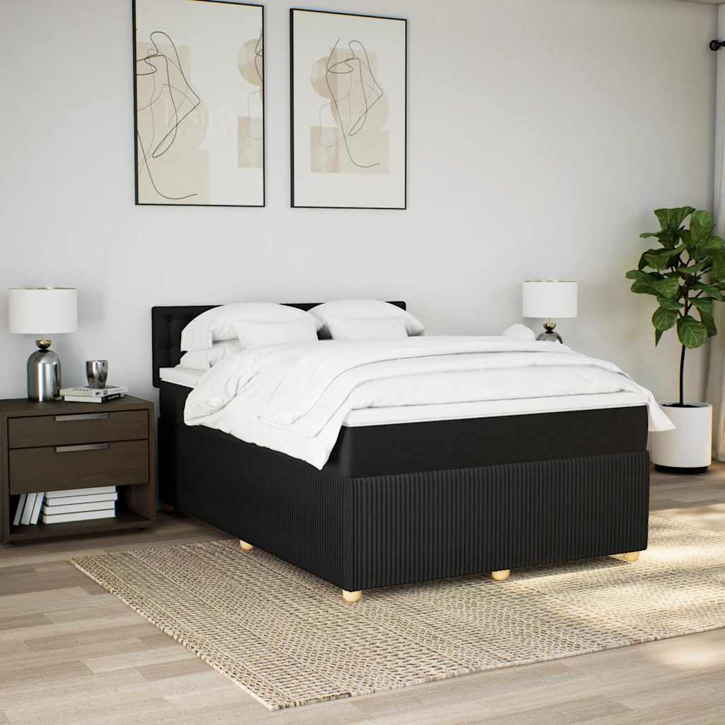 Cama com molas/colchão 140x190 cm tecido preto