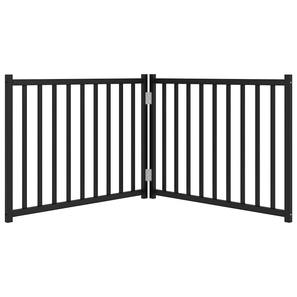 Portão p/ cães dobrável 2 painéis 160 cm abeto maciço preto