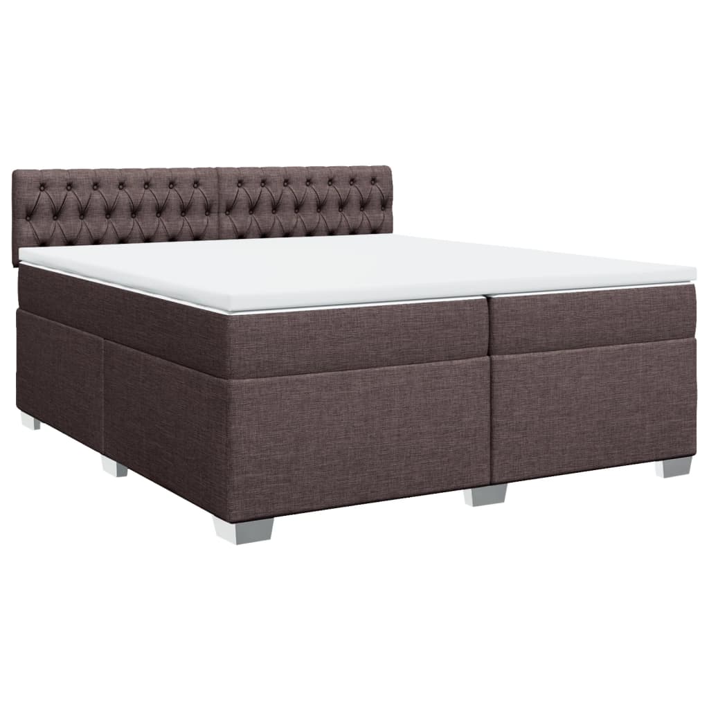 Cama com molas/colchão 200x200 cm tecido castanho-escuro