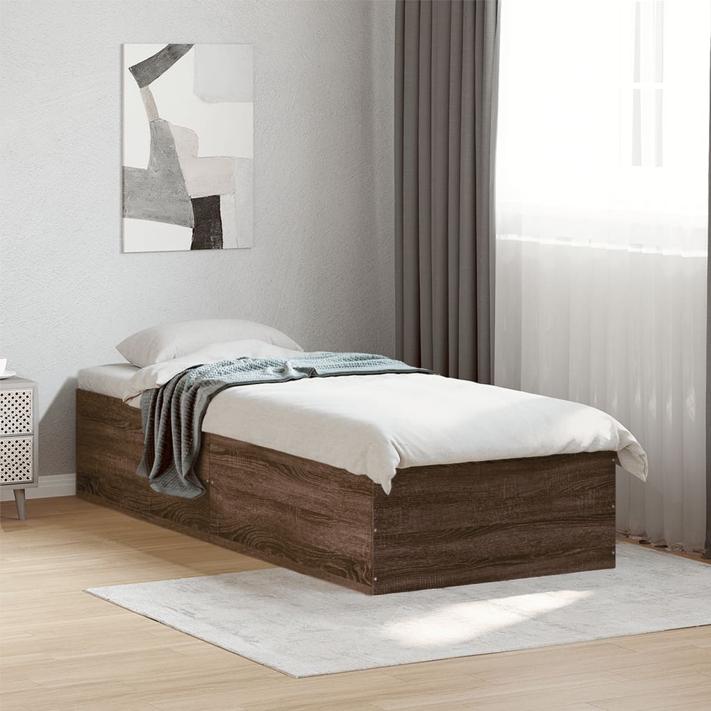 Estrutura cama s/ colchão derivados madeira carvalho castanho
