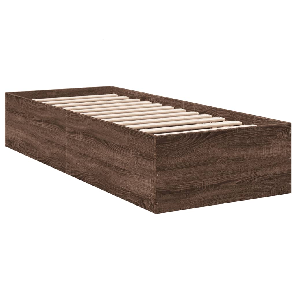 Estrutura cama s/ colchão derivados madeira carvalho castanho