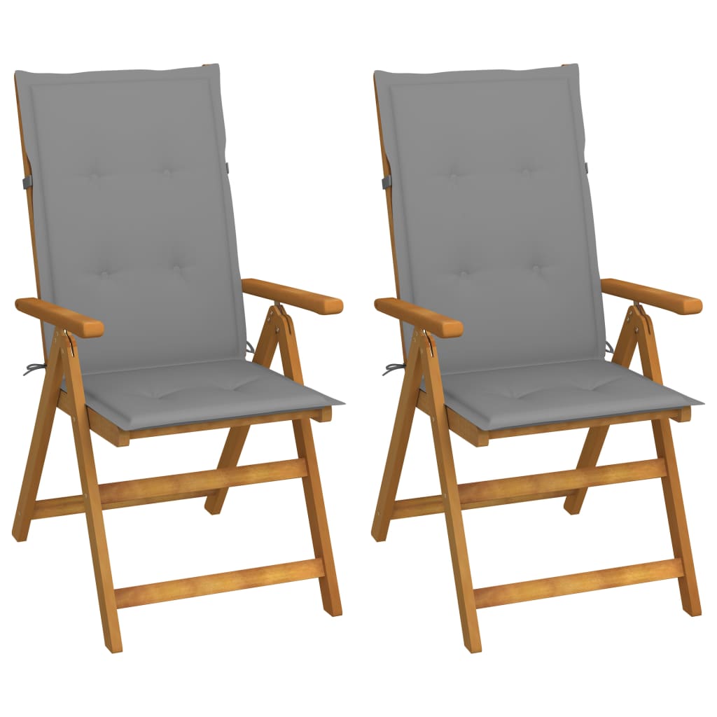 Cadeiras jardim reclináveis c/ almofadões 2 pcs acácia maciça