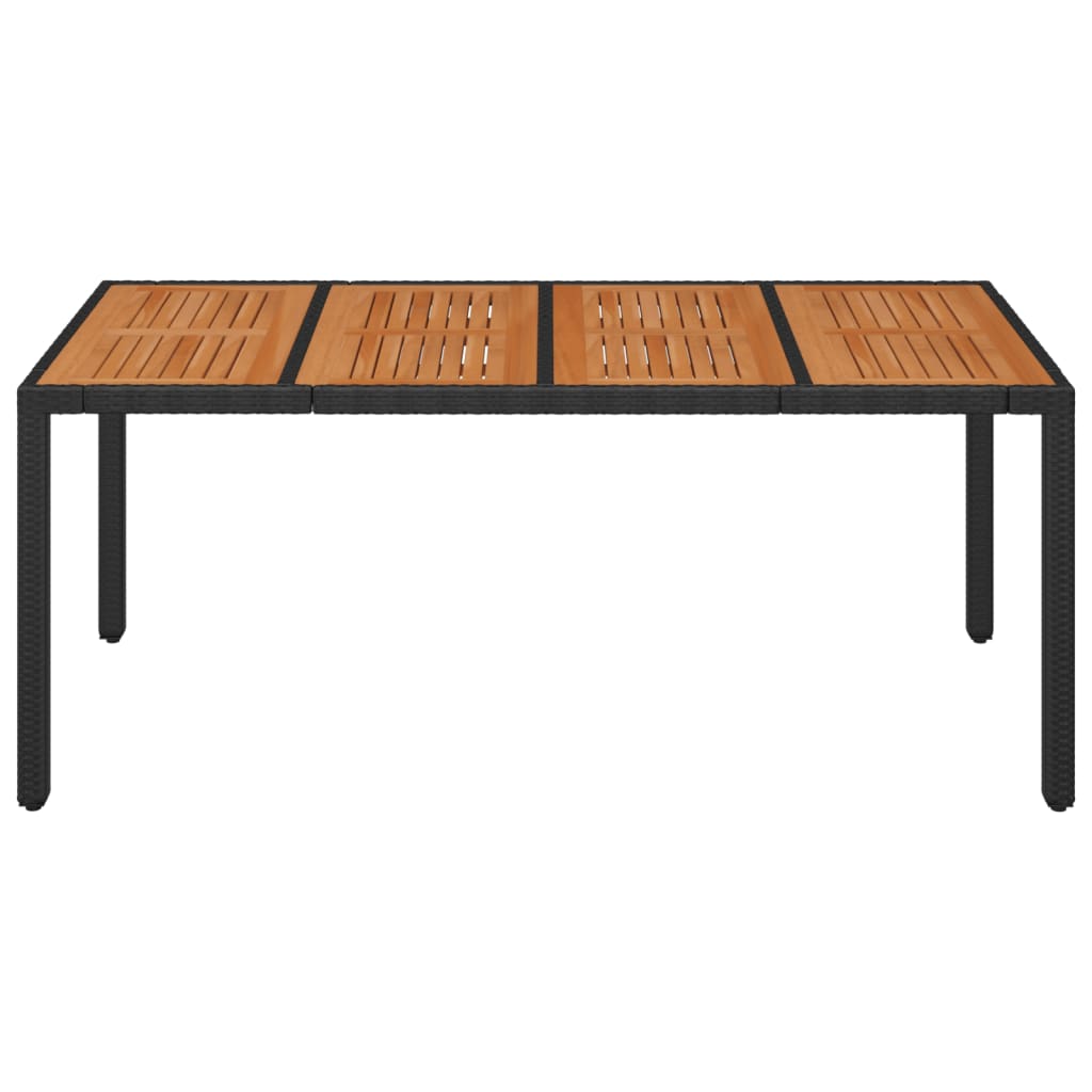 Mesa de jardim com tampo de madeira 190x90x75 cm vime PE preto