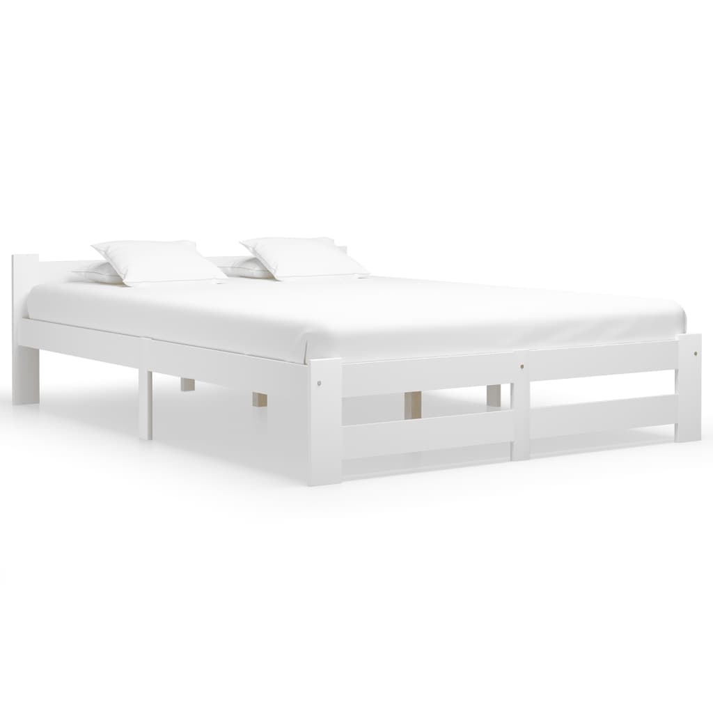 Estrutura de cama 140x200 cm pinho maciço branco