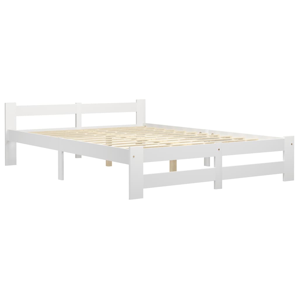 Estrutura de cama 140x200 cm pinho maciço branco