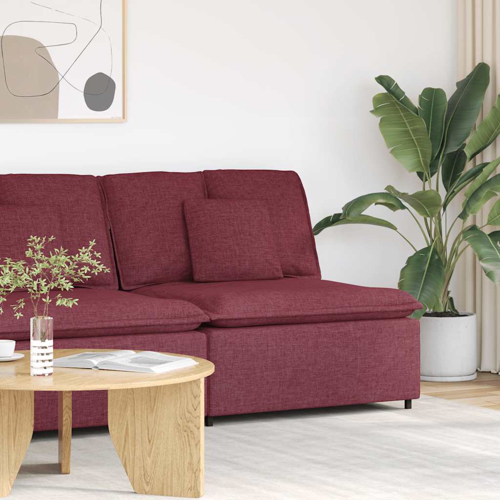 Módulo central para sofá modular com almofadas, vermelho vinho, 100 cm