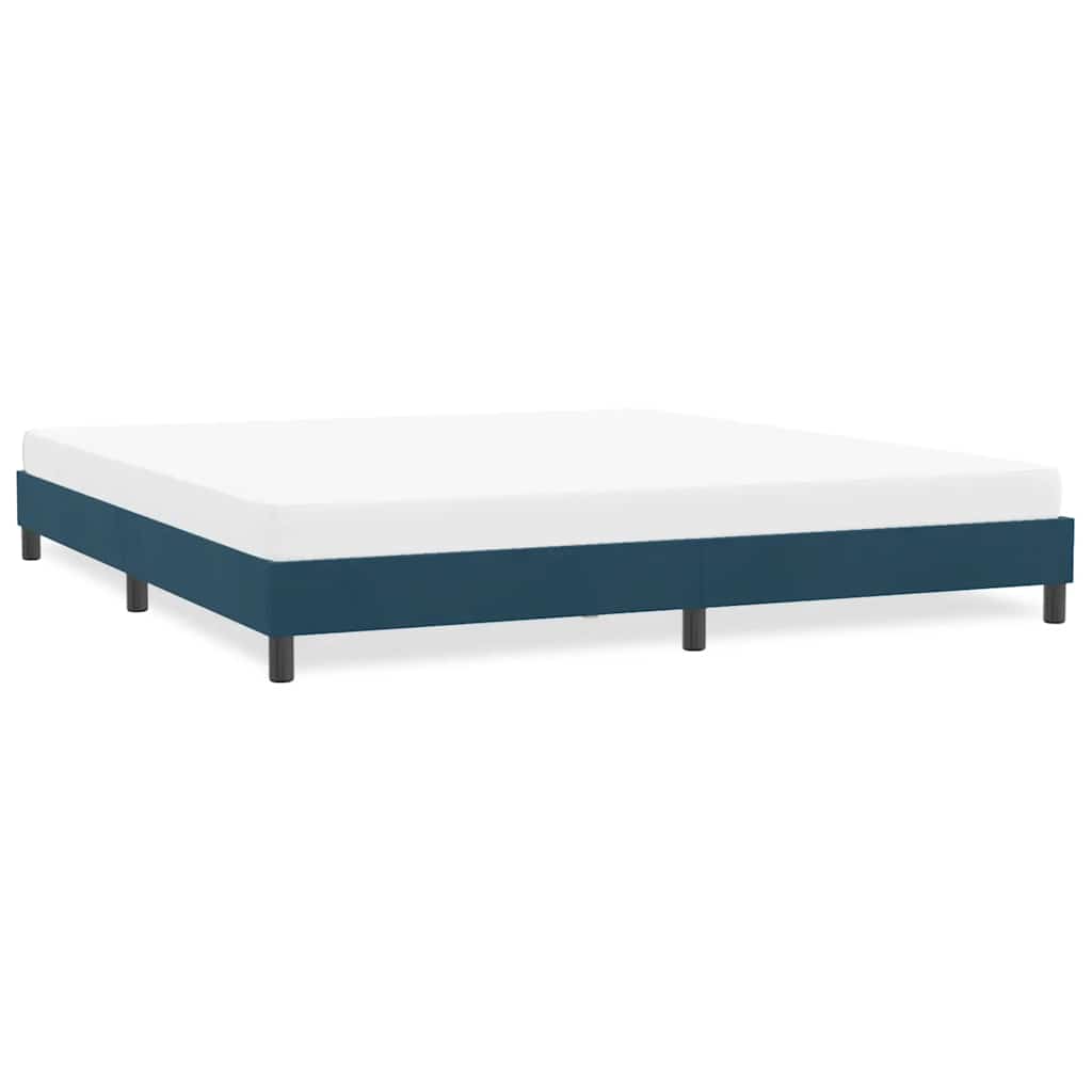 Estrutura de cama sem colchão 180x220 cm veludo azul-escuro