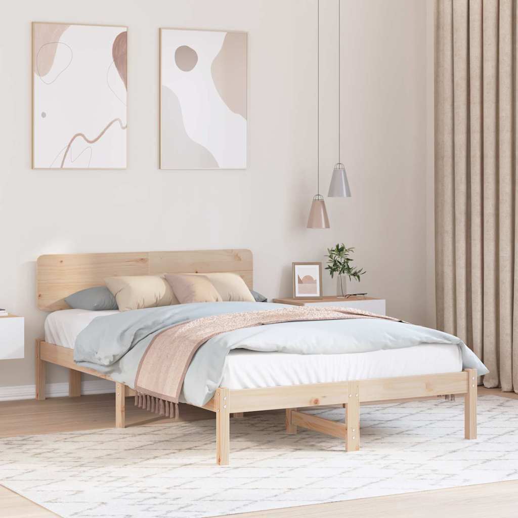 Estrutura da cama com cabeceira natural 140 x 190 cm