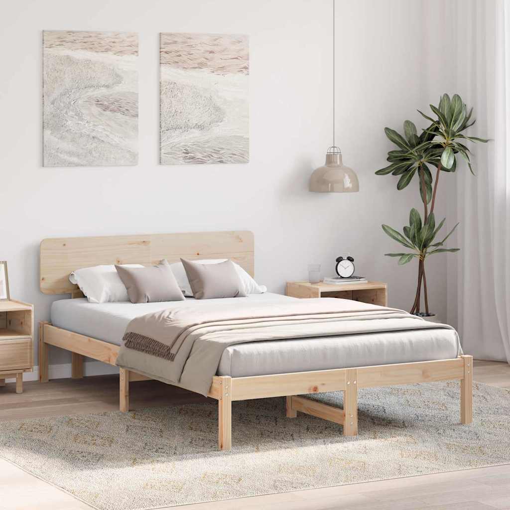 Estrutura da cama com cabeceira natural 140 x 190 cm