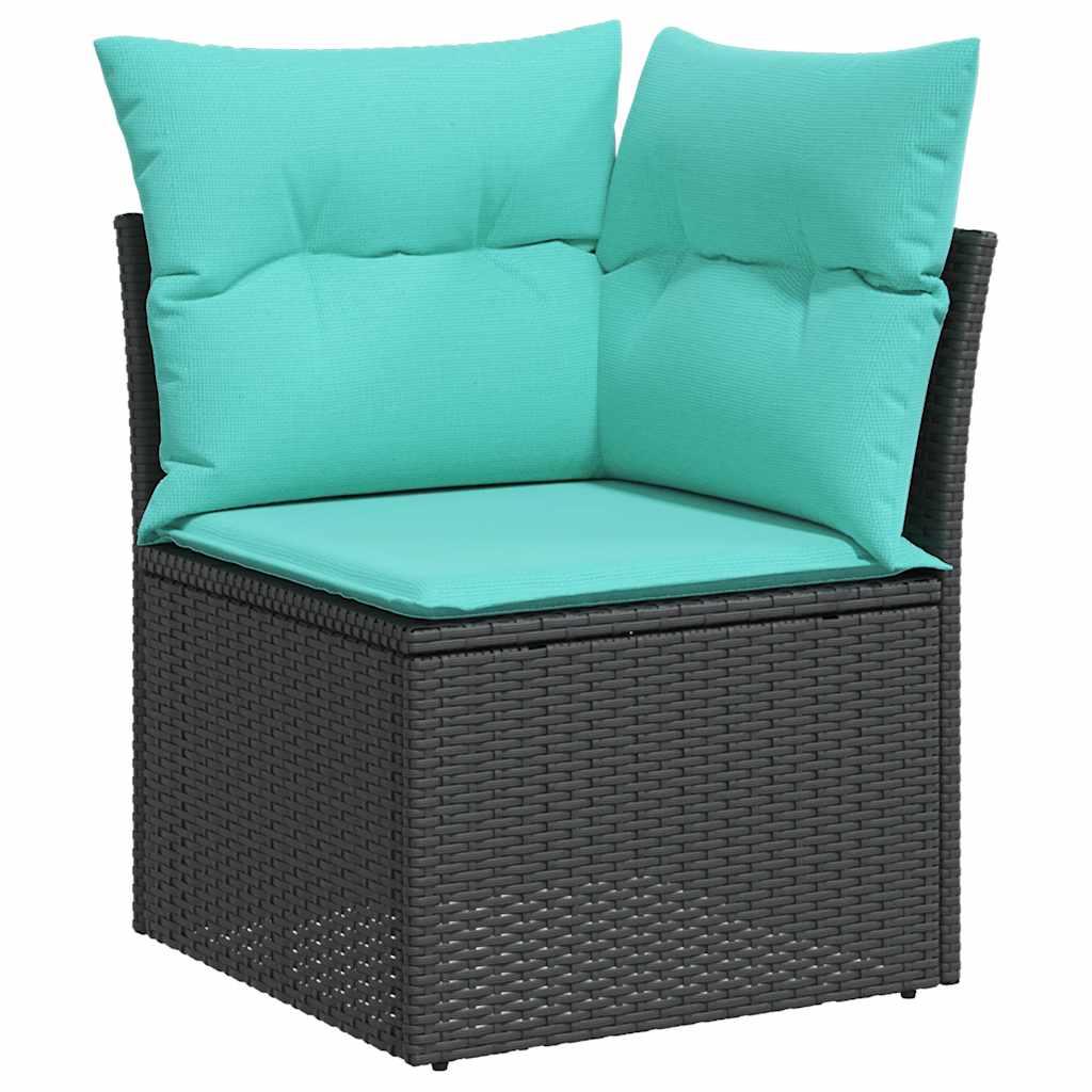 8 Pcs conjunto sofás jardim almofadões vime PE/acácia cinzento