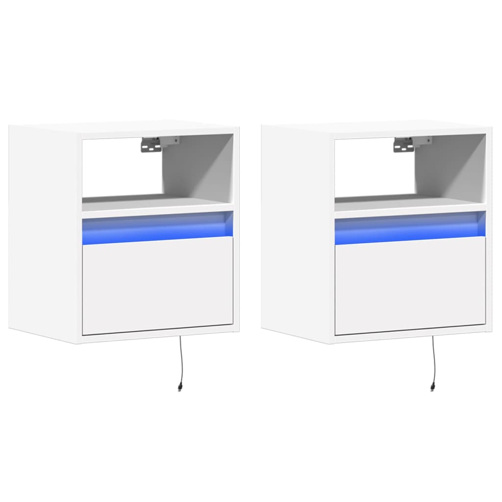 Móveis de parede p/ TV com luzes LED 2 pcs 41x31x45 cm branco
