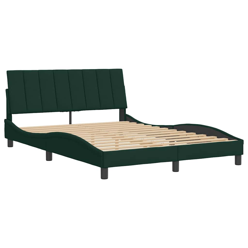 Estrutura de cama sem colchão hanko 140x200 cm veludo verde-escuro