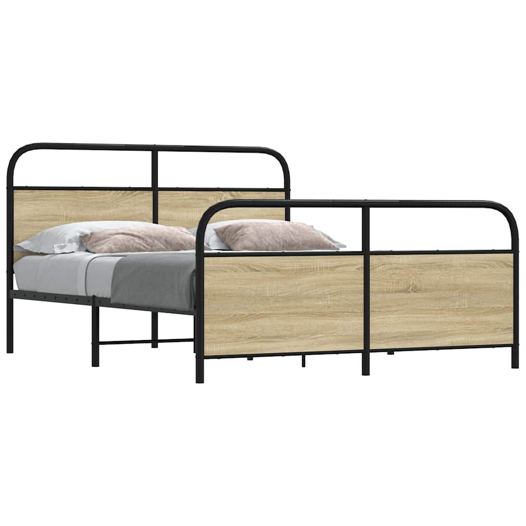 Estrutura de cama sem colchão 150x200cm metal carvalho sonoma