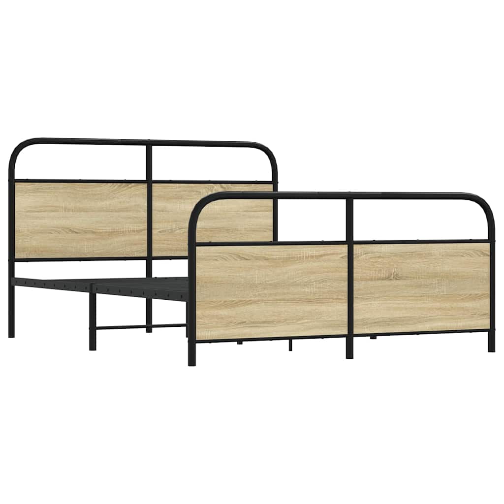 Estrutura de cama sem colchão 150x200cm metal carvalho sonoma