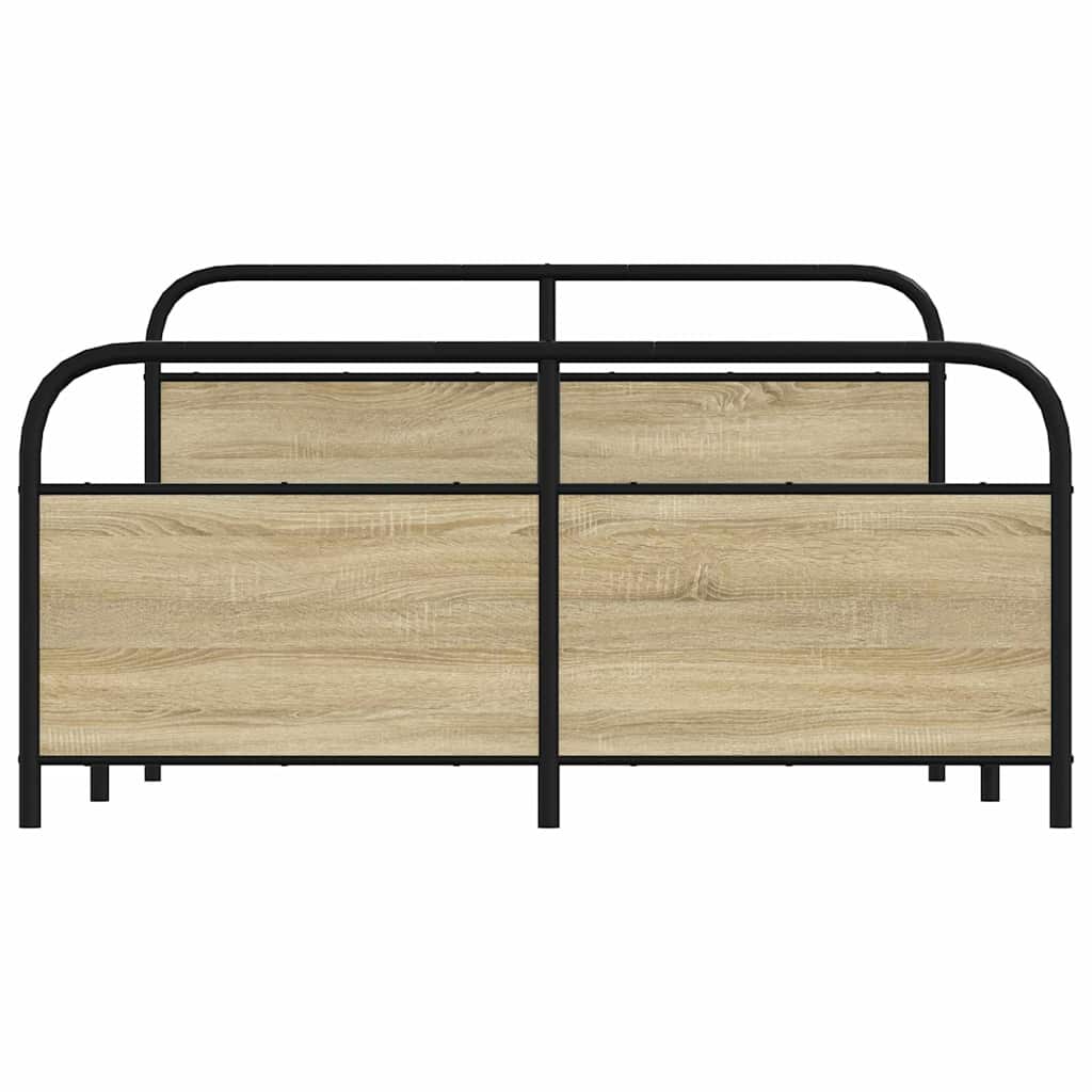 Estrutura de cama sem colchão 150x200cm metal carvalho sonoma