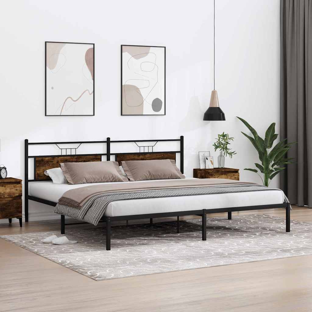 Estrutura de cama sem colchão 193x201cm carvalho fumado