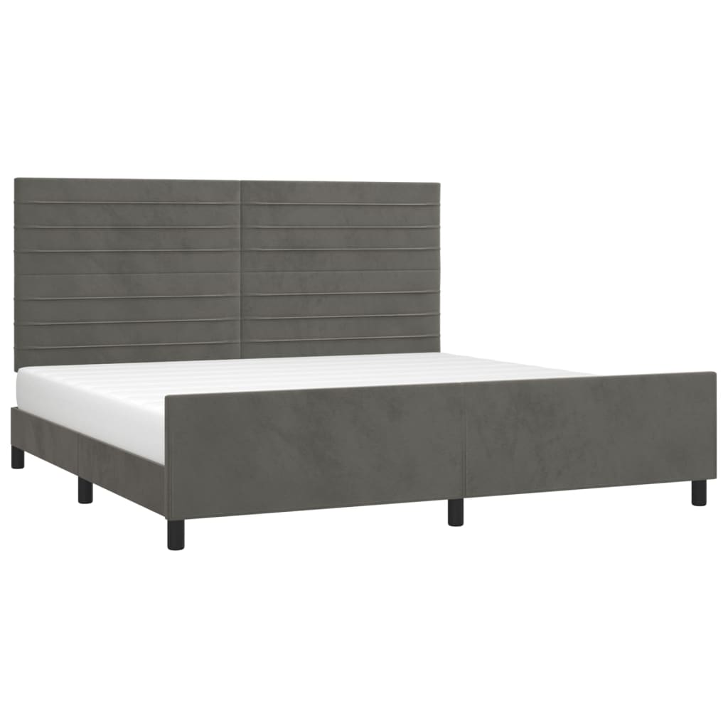 Estrutura de cama sem colchão 200x200 cm veludo cinzento-escuro