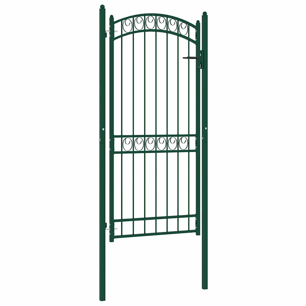 Portão de cerca emmen com topo arqueado, aço, 100x136 cm, verde