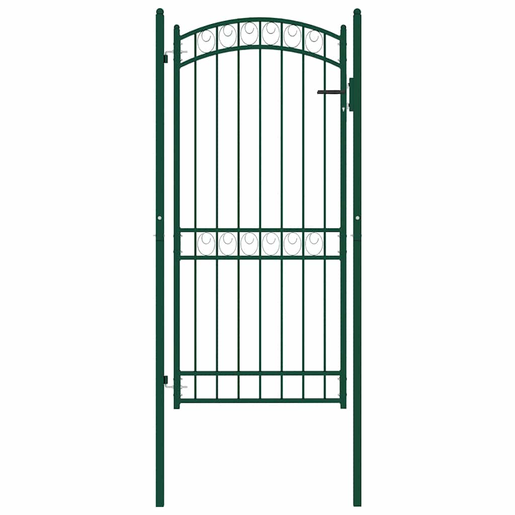 Portão de cerca emmen com topo arqueado, aço, 100x136 cm, verde