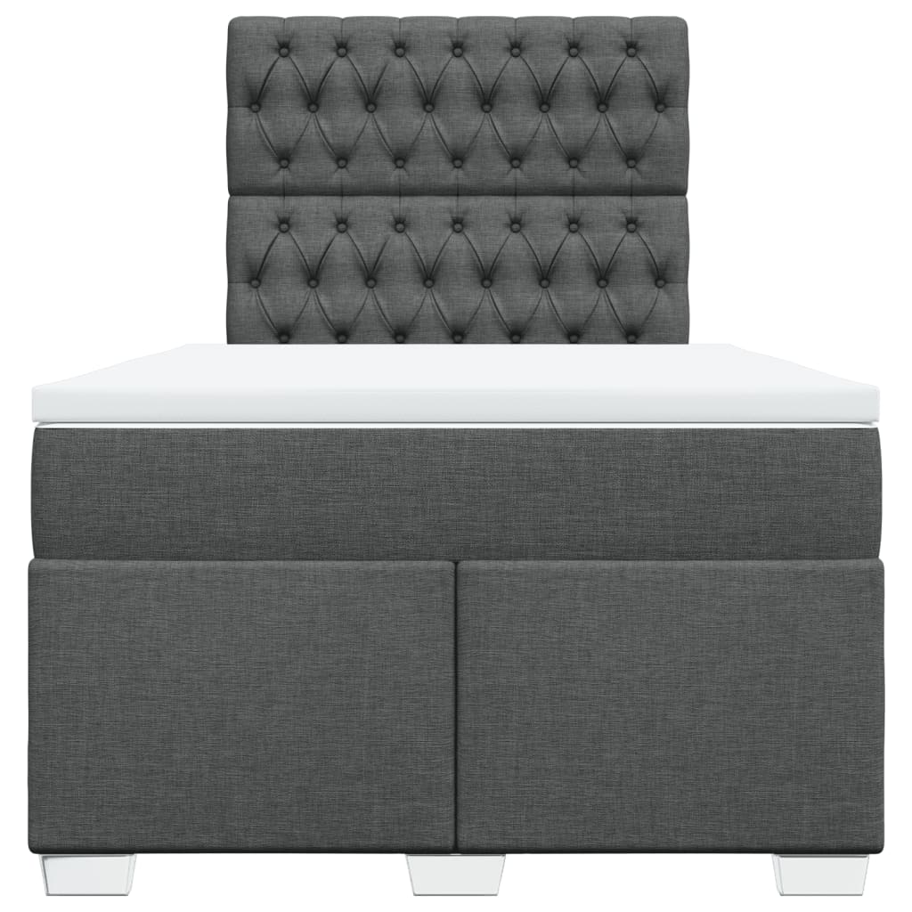 Cama boxspring com colchão 120x190 cm tecido cinzento-escuro