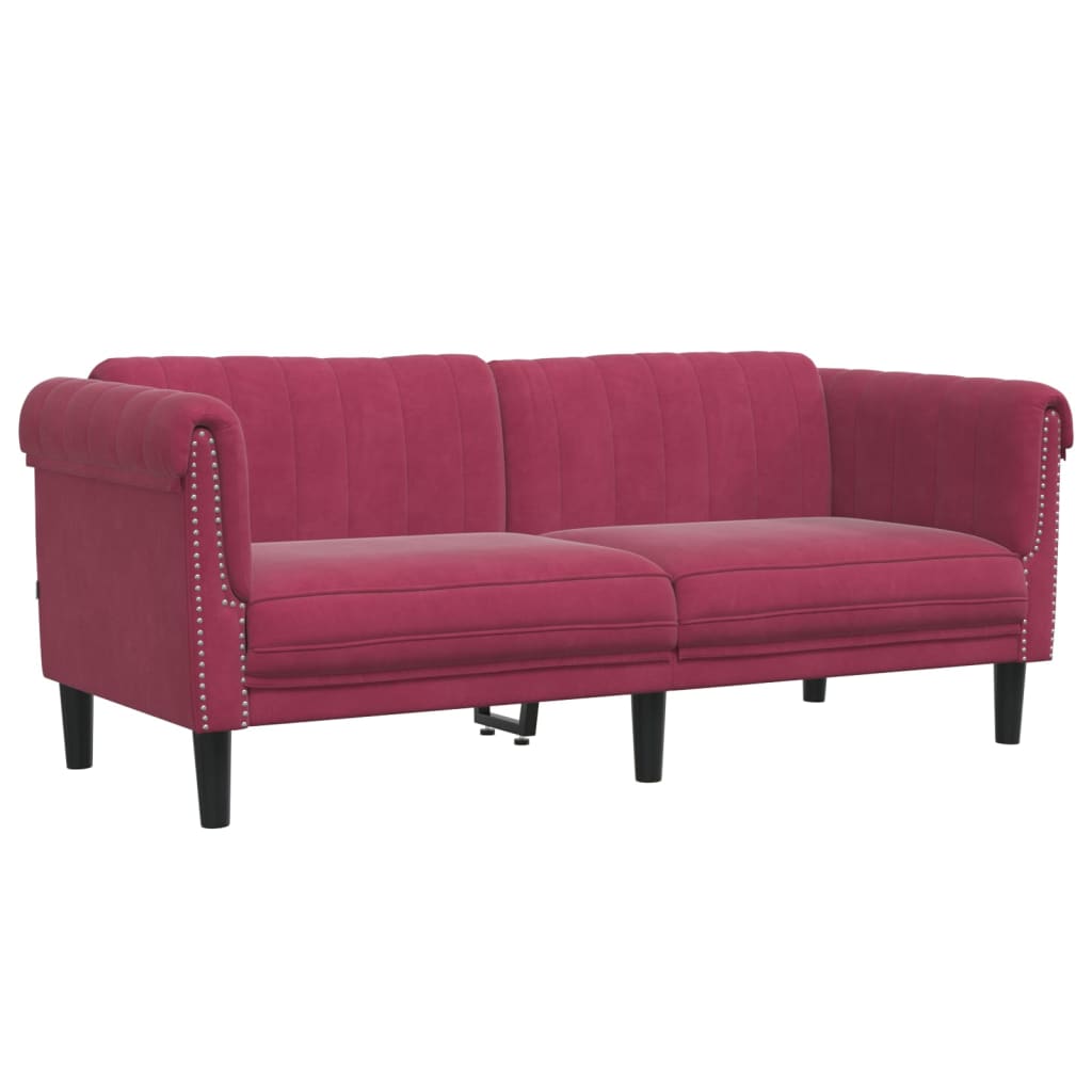 2 Pcs conjunto de sofás veludo vermelho-tinto