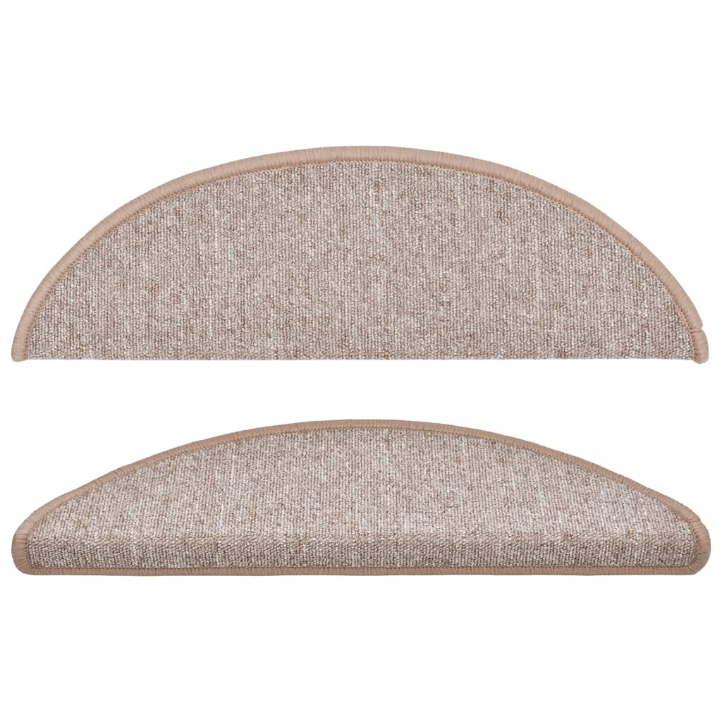 Tapetes de escada 15 peças 56x17x3 cm marrom claro semicircular