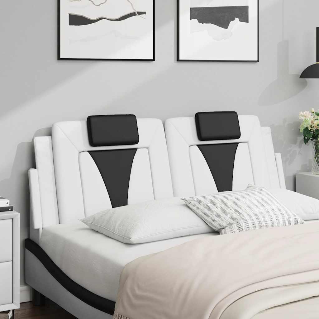 Almofadão de cabeceira viana 120 cm couro artificial preto e branco