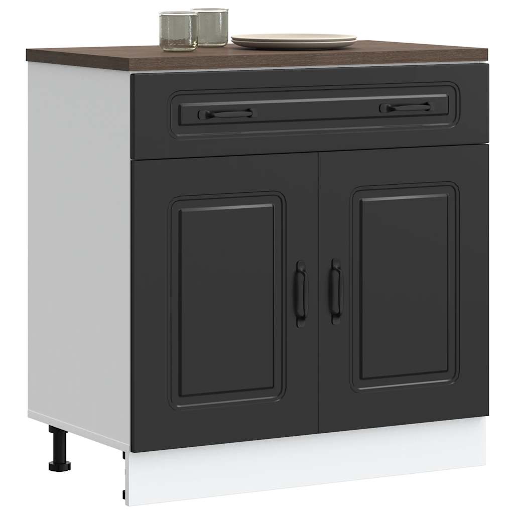 Armário de cozinha baixo kalmar madeira artificial preto