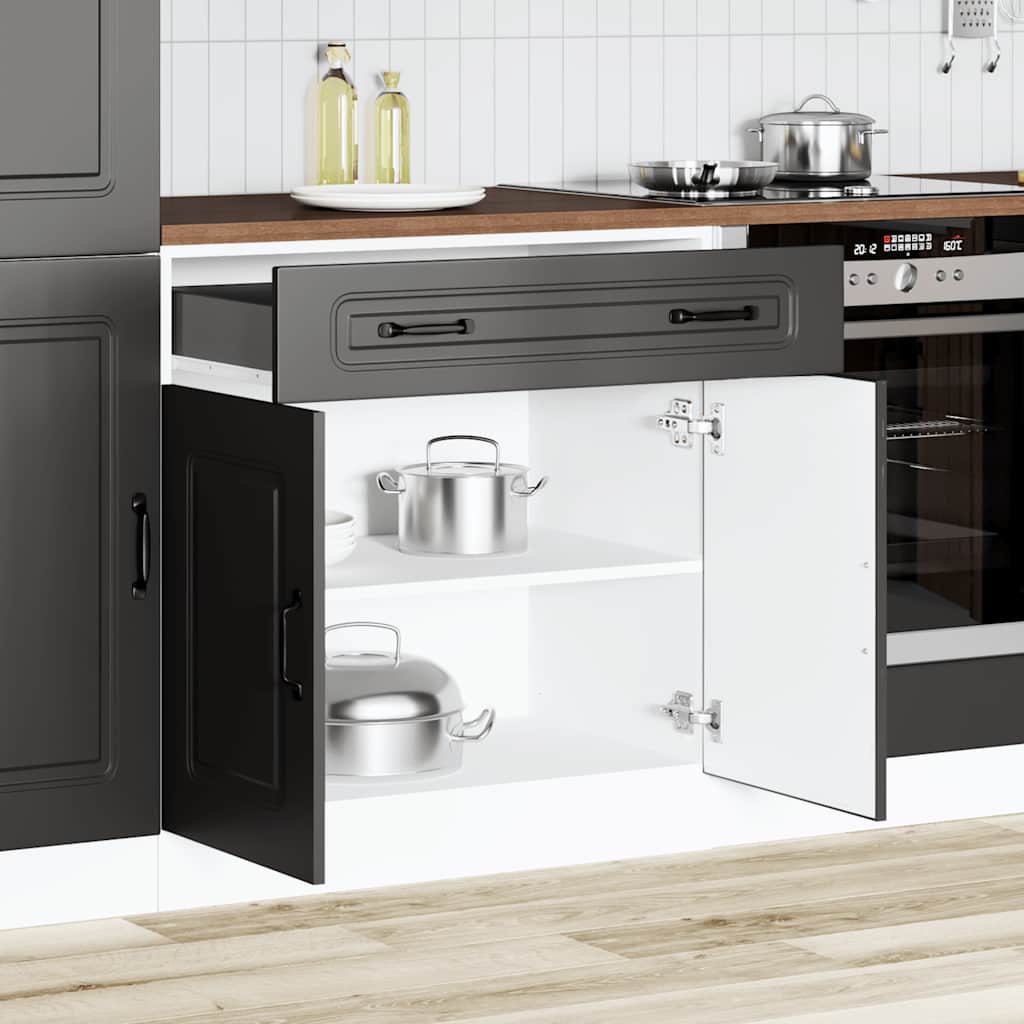 Armário de cozinha baixo kalmar madeira artificial preto