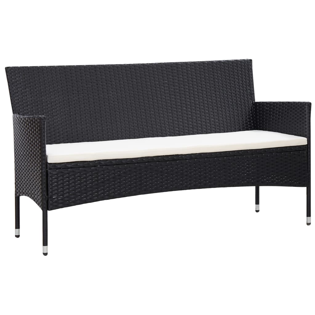 5 Pcs conjunto lounge de jardim c/ almofadões vime PE preto