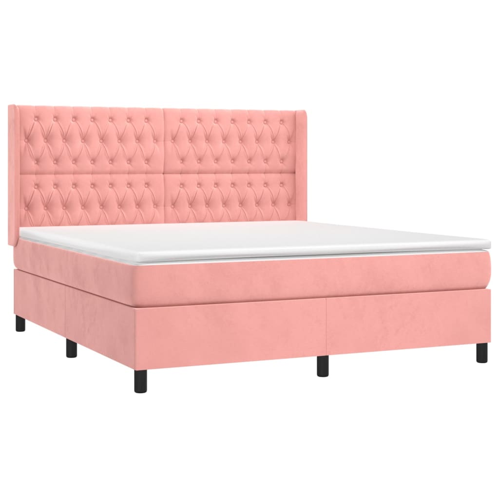Cama com molas/colchão 180x200 cm veludo rosa