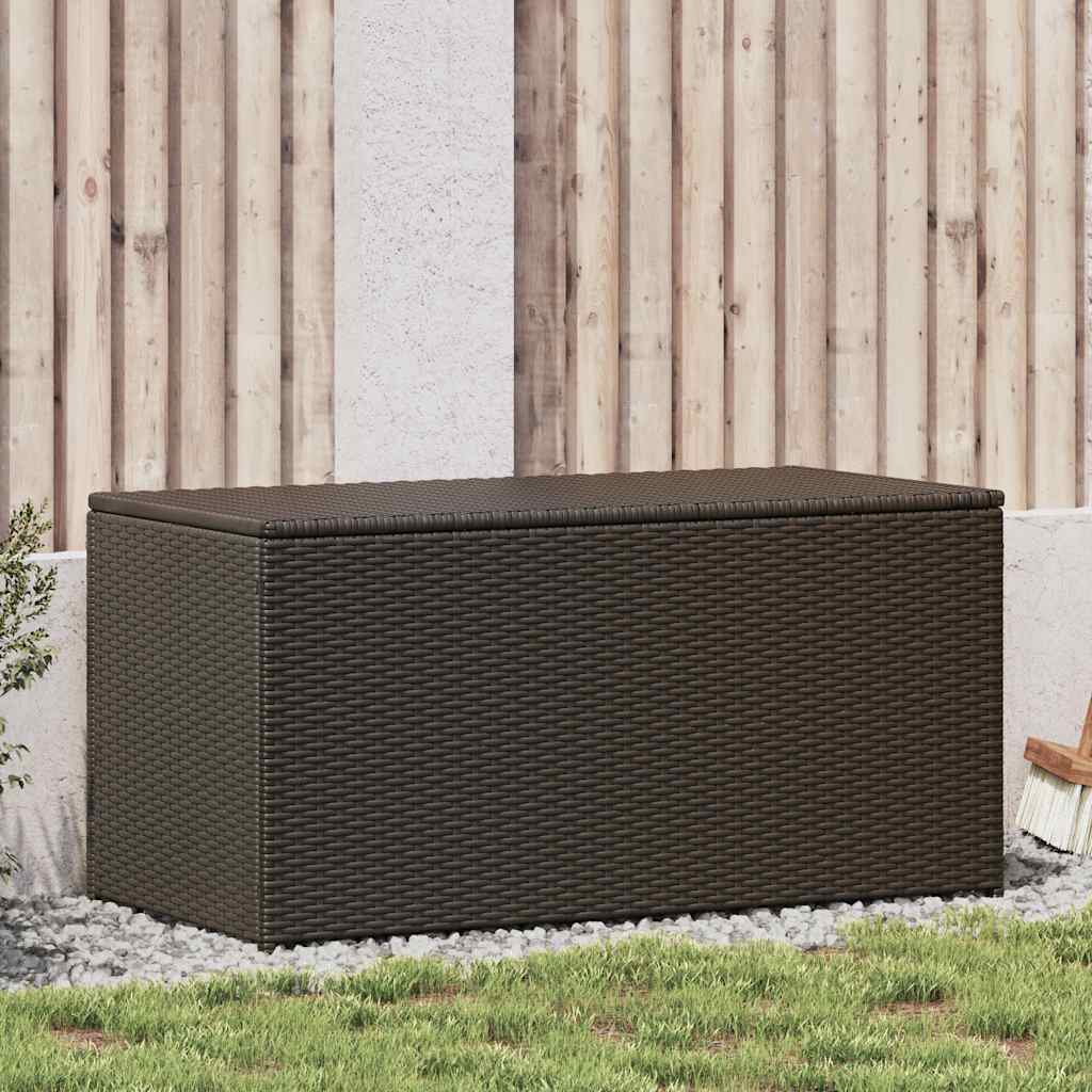Caixa de arrumação para jardim 100x50x50 cm vime PE castanho