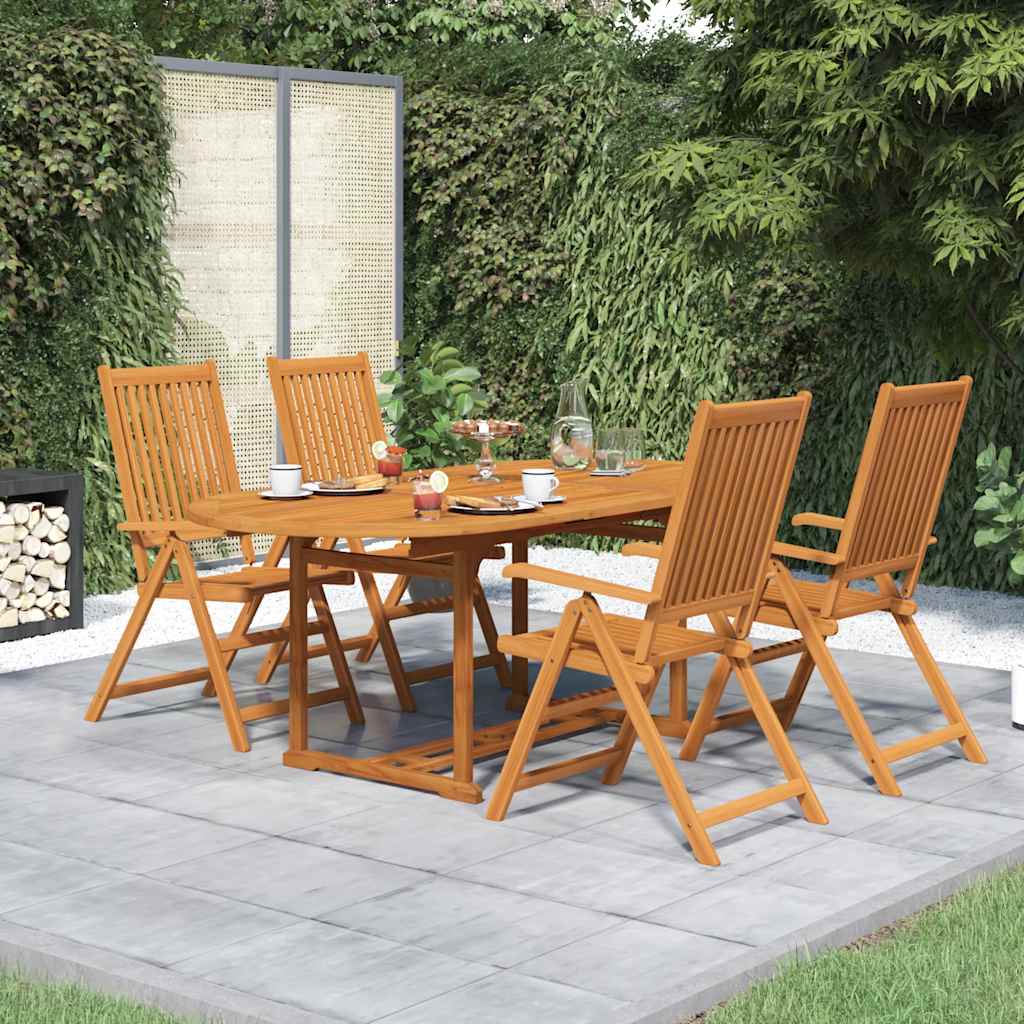 5 Pcs conjunto de jantar para jardim madeira de acácia maciça 150-200 cm