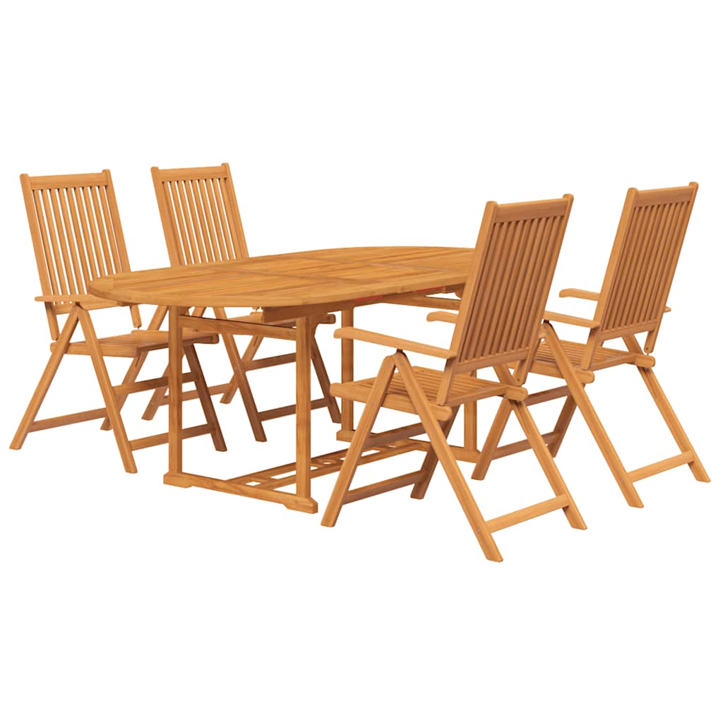 5 Pcs conjunto de jantar para jardim madeira de acácia maciça 150-200 cm