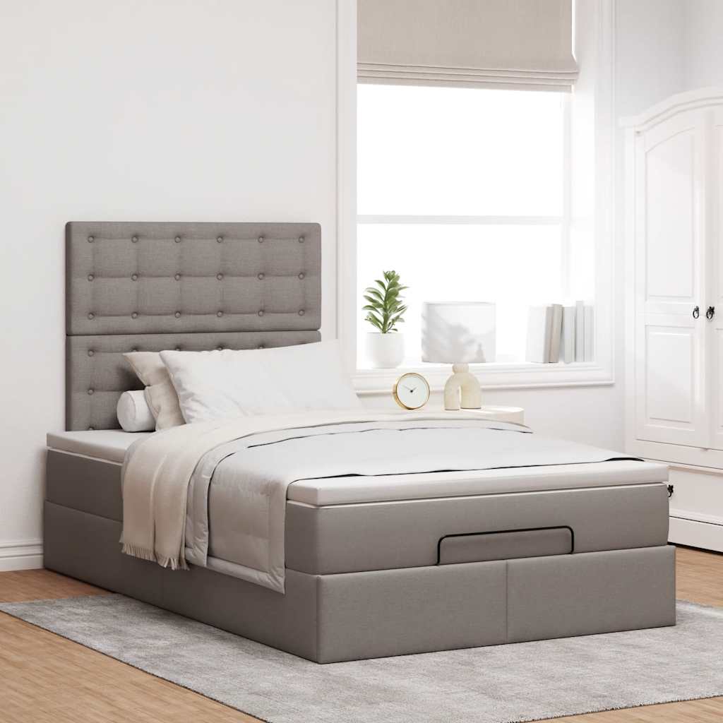 Moldura de cama otomana com tecido cinza 120x200cm