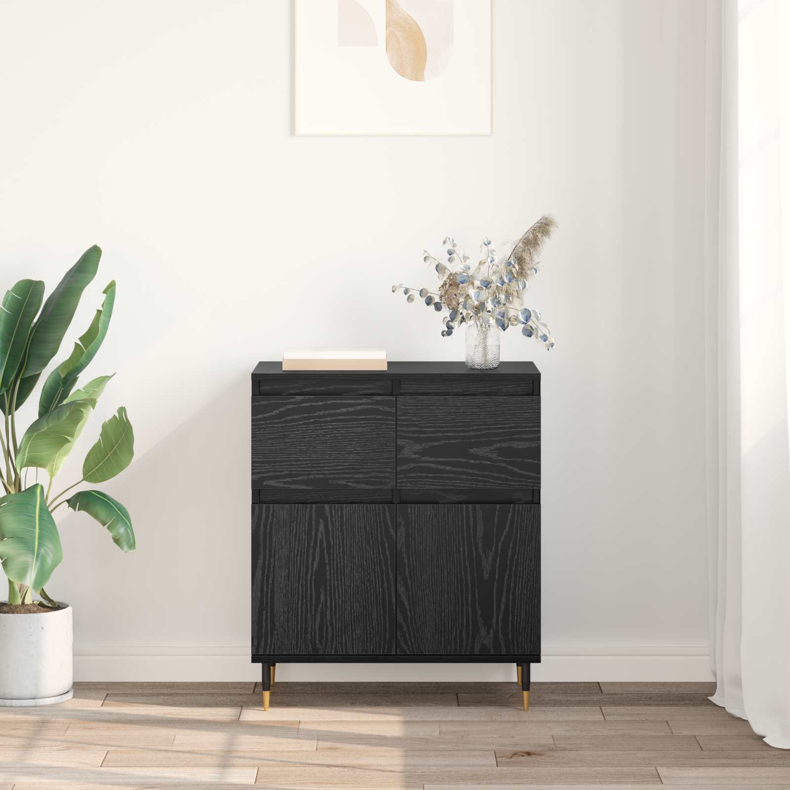 Buffet com gaveta carvalho preto 60 x 35 x 70 cm