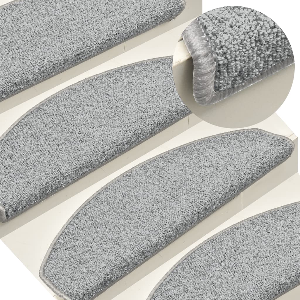 Tapetes de escada 15 peças 65x24x4 cm cinza claro semicircular grande