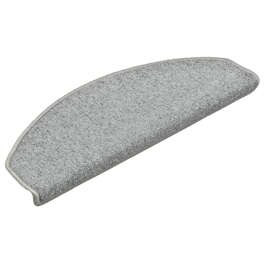 Tapetes de escada 15 peças 65x24x4 cm cinza claro semicircular grande