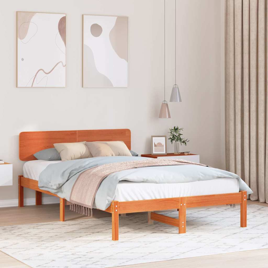 Estrutura da cama com cabeceira marrom cera 140 x 190 cm