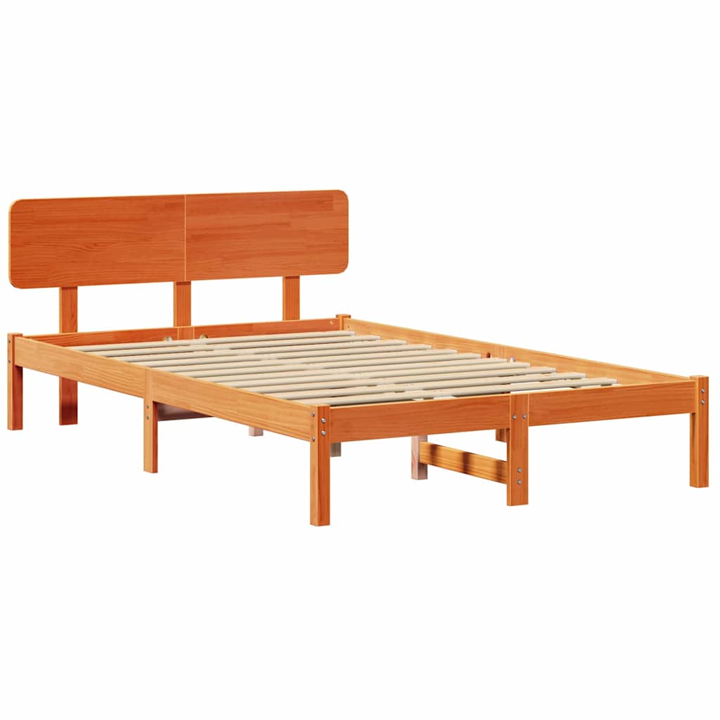 Estrutura da cama com cabeceira marrom cera 140 x 190 cm