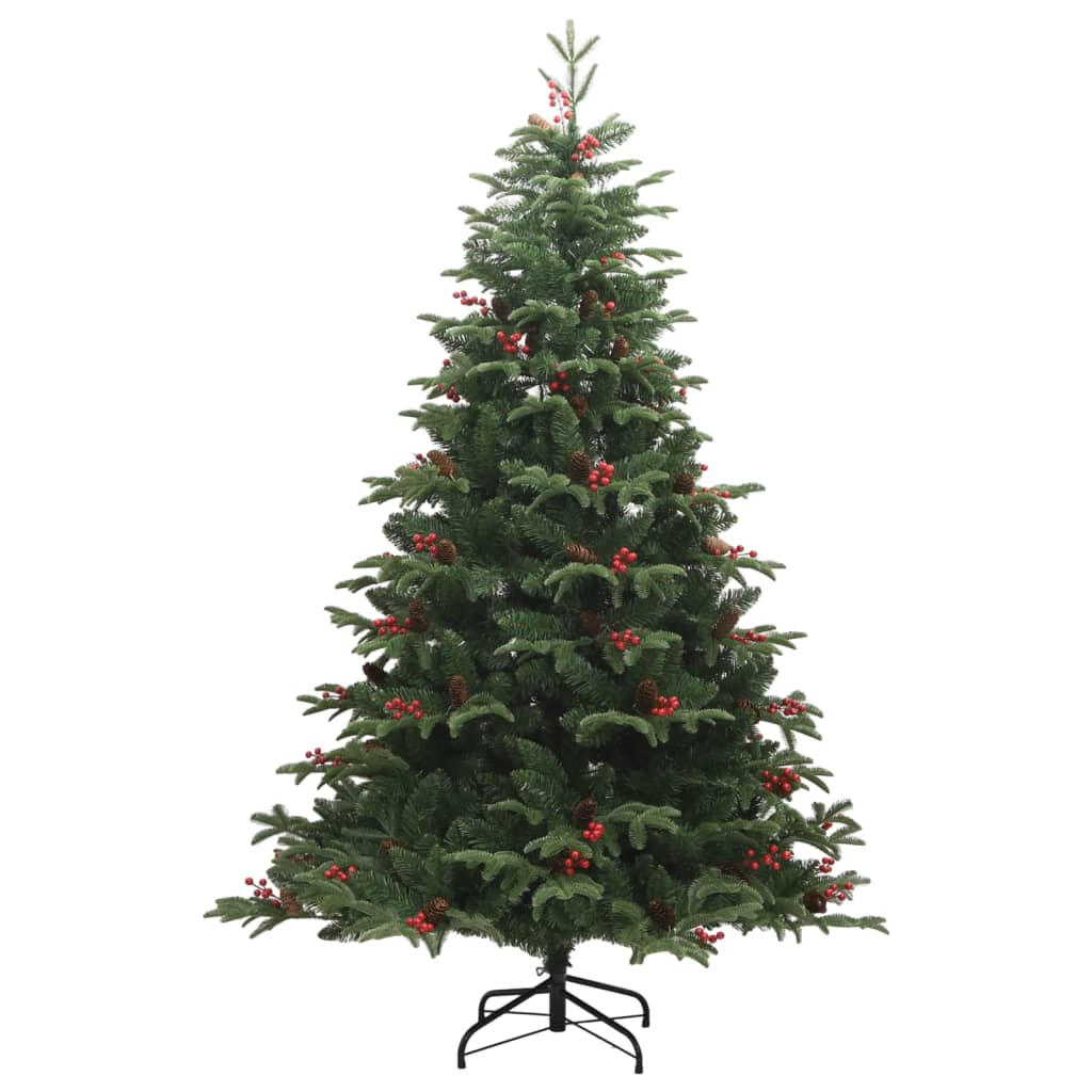 Árvore de natal artificial articulada c/ pinhas e bagas 210 cm